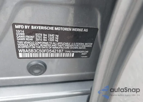 2015 BMW 535I xDrive z USA, uszkodzony, nr VIN WBA5B3C50FD542187